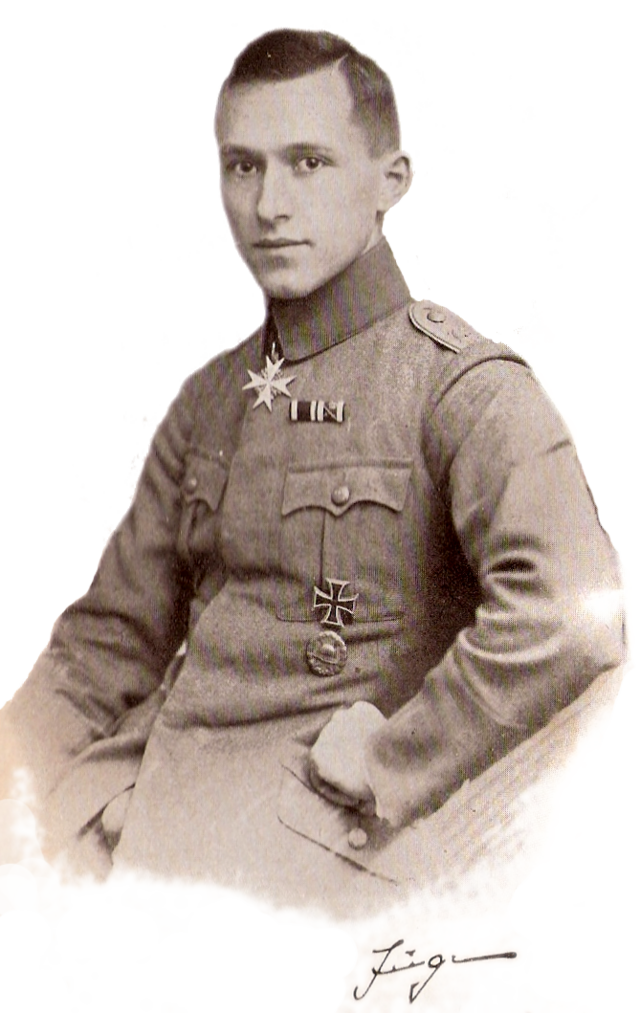 Ernst Jünger als junger Offizier im Ersten Weltkrieg mit Orden, darunter dem Pour le Mérite